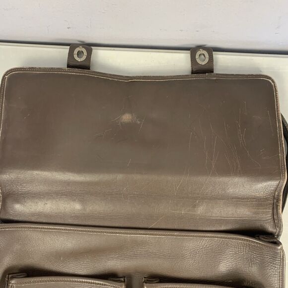 SACOCHE INTERNATIONAL BROWN LEATHER MESSENGER LAPTOP BAG BRIEFCASE - Picture 10 of 16